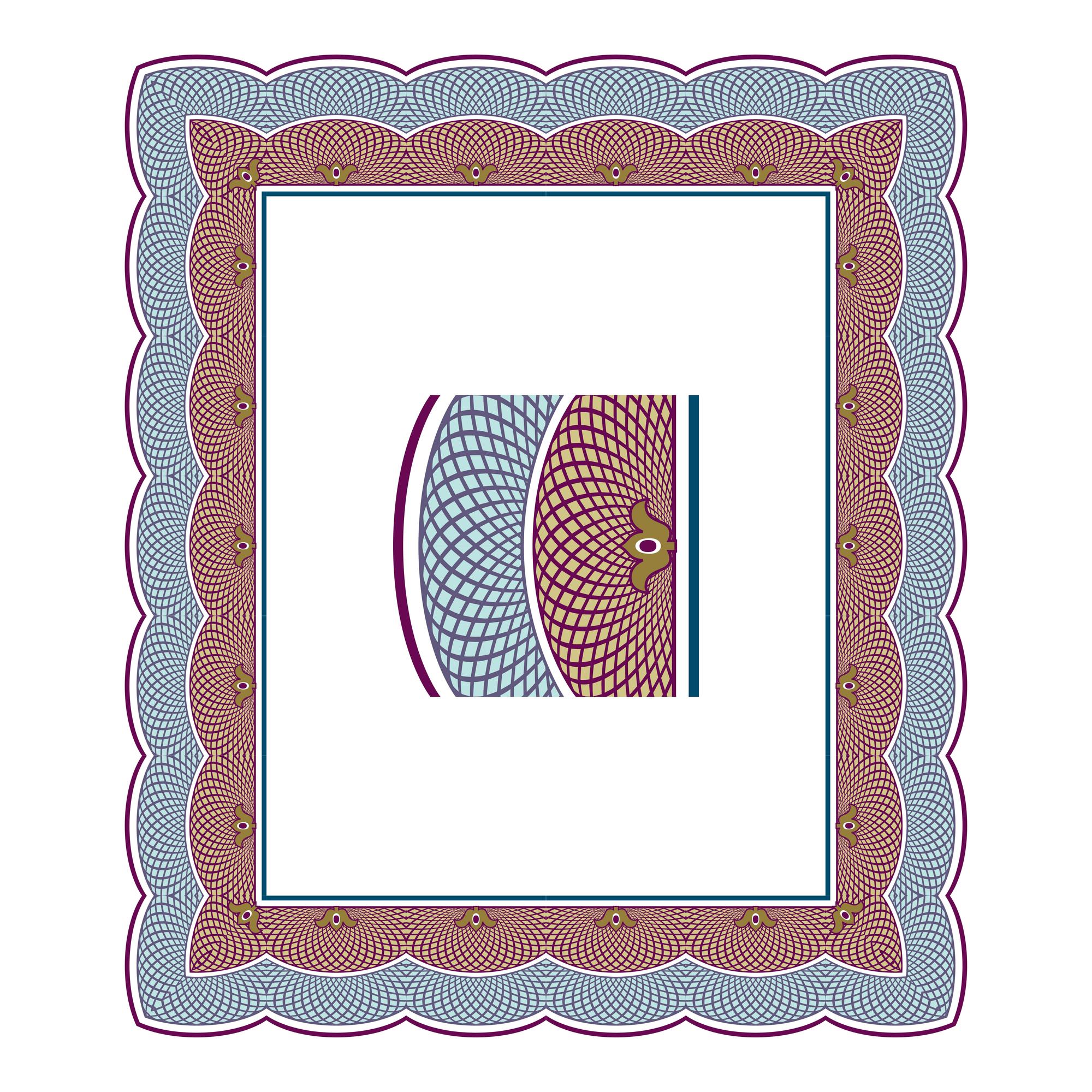 framed embroidered patch with geometric pattern
